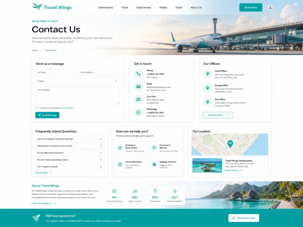 Wings Travel Tourism Website