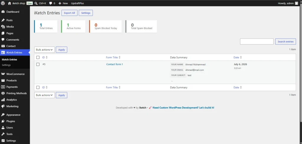 iKetch Entries Viewer for Contact Form 7