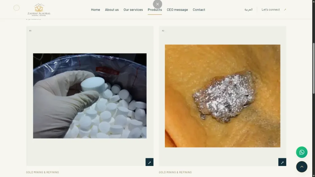 Zahrat Alauras products page after redesign